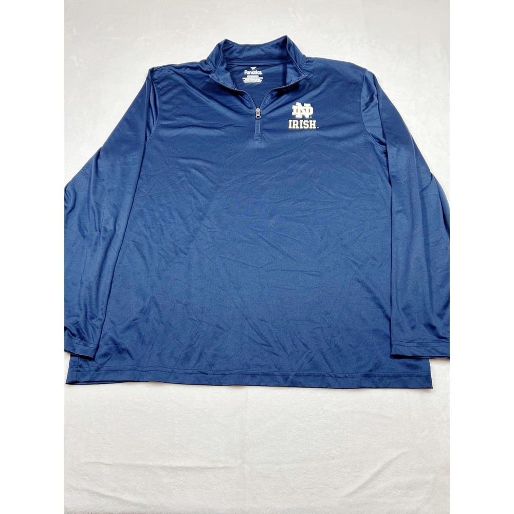 Fanatics Notre Dame Fighting Irish Mens 2XL Navy Blue Quarter Zip Pullover Logo